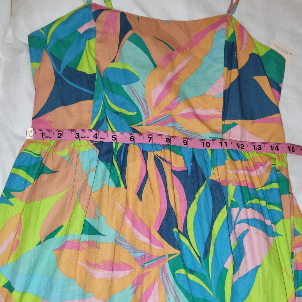 Sincerely Jules Tropical Floral Tiered Maxi Dress Cotton Smocked Back Medium NEW - Picture 9 of 9